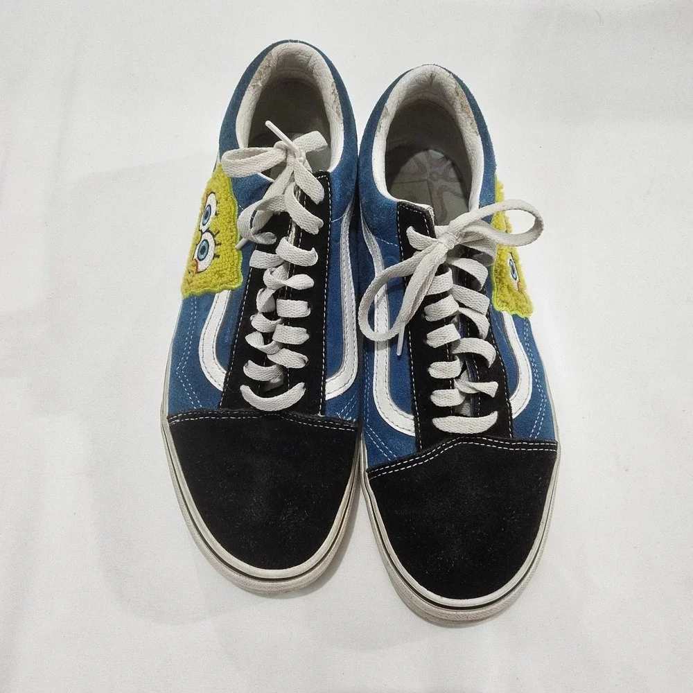 Vans Old Skool SpongeBob SquarePants Blue Black Suede Sneakers Mens 10 721356